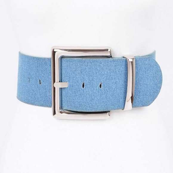 BNWT Plus Size Large Square Buckle Denim Fashion Belt - Picture 1 of 4